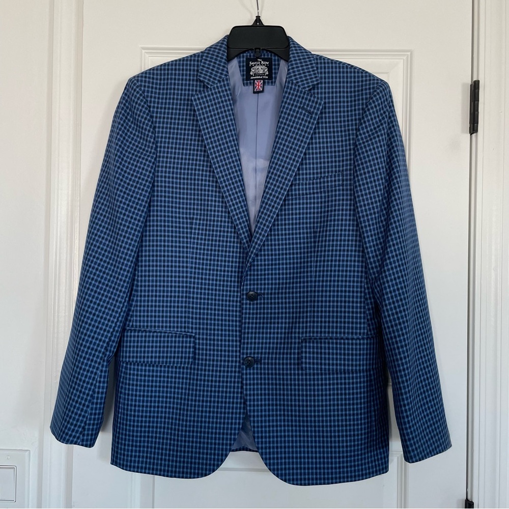 The Savile Row Bromley Sport Coat Jacket Blue Checkered Men's Blazer 38R